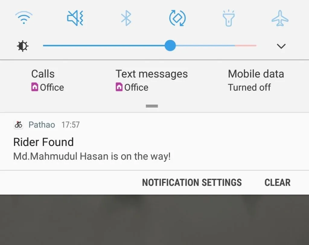 Pathao rider found notification.